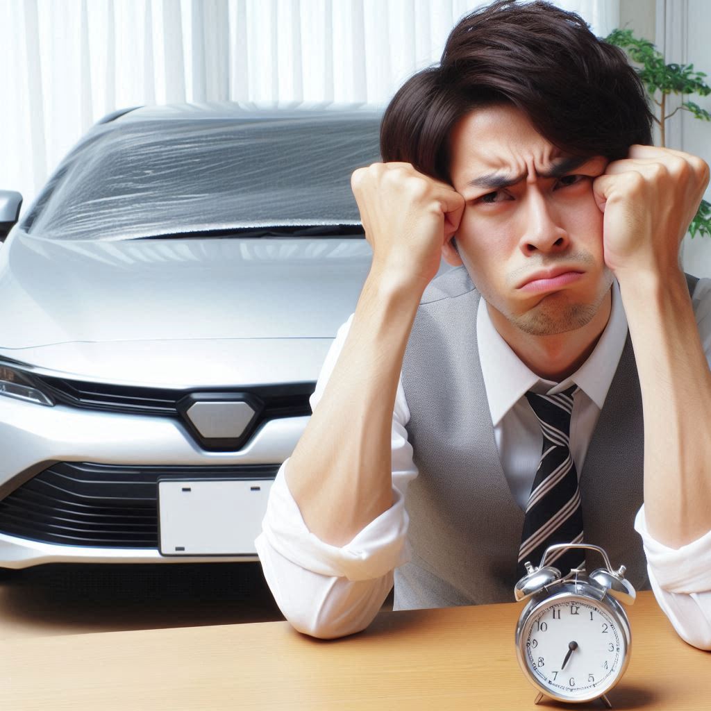 新車の納車に時間がかかってイライラしている男性イメージ
